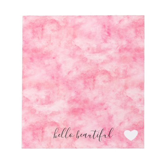 Roze Waterverf Hallo Notitieblok (Voorkant)