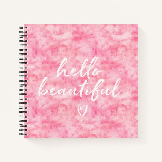 Roze Waterverf Hallo Notitieboek (Voorkant)