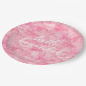 Roze Waterverf Hallo Papieren Bordje (Gekanteld)