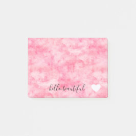 Roze Waterverf Hallo prachtig hart Post-it® Notes