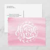 Roze Waterverf Hand Lettering Krans Dank u Feestdagenkaart (Voorkant / Achterkant)