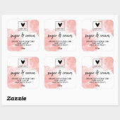 Roze Waterverf Handgemaakte Beauty Uw Logo Vierkante Sticker (Vel)