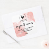 Roze Waterverf Handgemaakte Beauty Uw Logo Vierkante Sticker (Envelop)