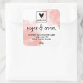 Roze Waterverf Handgemaakte Beauty Uw Logo Vierkante Sticker (Tas)