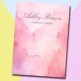 Roze Waterverf handgemaakte juwelen oorscherm Visitekaartje