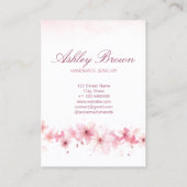 Roze Waterverf handgemaakte juwelen oorscherm Visitekaartje (Achterkant)