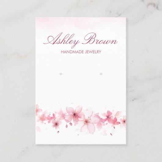 Roze Waterverf handgemaakte juwelen oorscherm Visitekaartje (Voorkant)