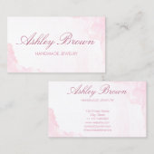 Roze Waterverf Handgemaakte Sieraden Ketting Oorbe Visitekaartje (Voorkant / Achterkant)