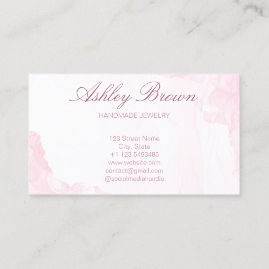 Roze Waterverf Handgemaakte Sieraden Ketting Oorbe Visitekaartje