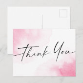 Roze waterverf handgeschreven stijl script bedankt briefkaart (Voorkant / Achterkant)
