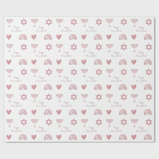 Roze Waterverf Hanukkah-pakpapier Cadeaupapier (Vlak)