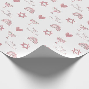 Roze Waterverf Hanukkah-pakpapier Cadeaupapier