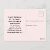 Roze Waterverf Happy Birthday Post Card Briefkaart (Achterkant)