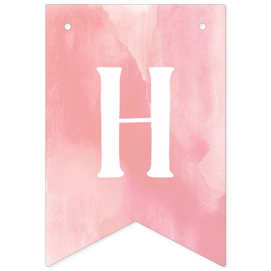 Roze Waterverf Happy First Birthday Vlaggetjes (Tweede vlag)