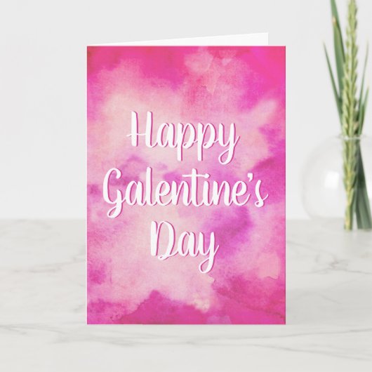 Roze Waterverf Happy Galentine's Day Feestdagen Kaart (Voorkant)