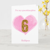 Roze Waterverf Harde goudglitter 6e verjaardag Kaart (Gele Bloem)