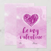 Roze Waterverf Harde Valentijn Feestdagenkaart (Voorkant / Achterkant)