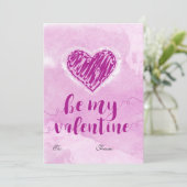 Roze Waterverf Harde Valentijn Feestdagenkaart (Staand voorkant)