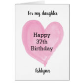 Roze Waterverf Harm 37e Kaart op zaterdag (Voorkant)