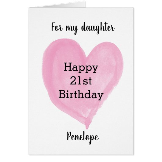 Roze Waterverf Hart 21e verjaardag (Voorkant)