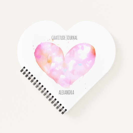 Roze Waterverf hart aangepaste dankbaarheid Journa Notitieboek (Voorkant)