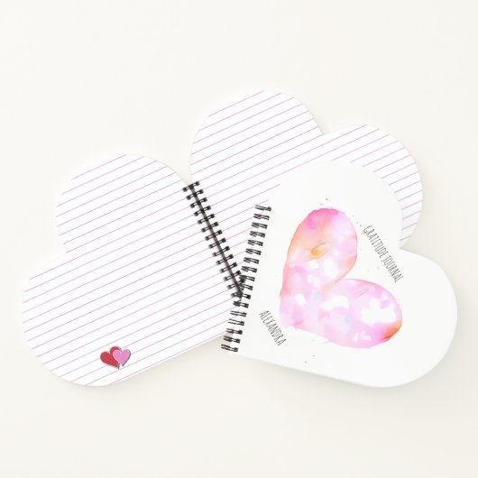 Roze Waterverf hart aangepaste dankbaarheid Journa Notitieboek (Binnen)