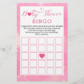 Roze Waterverf hart Baby shower BINGO spel Briefpapier (Voorkant)