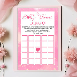 Roze Waterverf hart Baby shower BINGO spel Briefpapier