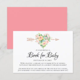 Roze Waterverf Hart Baby shower Boek voor Baby Kaart