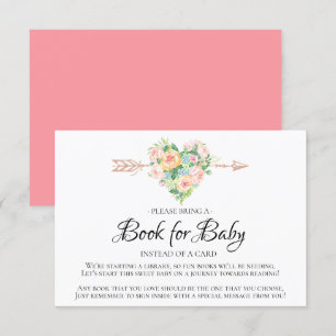 Roze Waterverf Hart Baby shower Boek voor Baby Kaart
