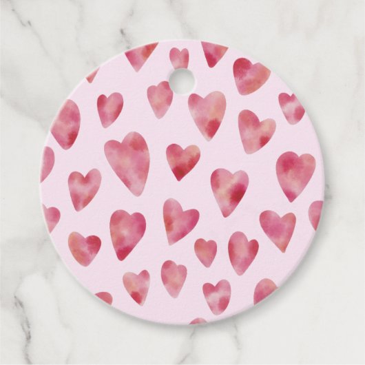 Roze waterverf hart cadeaubijsluiter bedankjes labels (Voorkant)