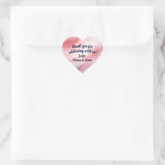 Roze Waterverf Hart Custom Script Bedankt Hart Sticker (Tas)