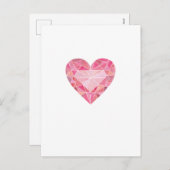 Roze Waterverf Hart Diamond Gem Glam Chic Love Feestdagenkaart (Voorkant / Achterkant)