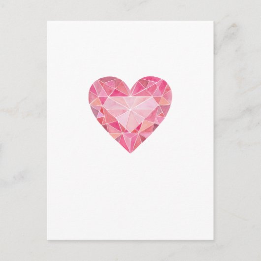 Roze Waterverf Hart Diamond Gem Glam Chic Love Feestdagenkaart (Voorkant)