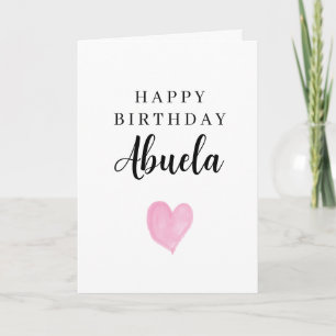 Roze Waterverf Hart Gelukkige Verjaardag Abuela Kaart