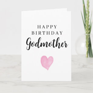Roze Waterverf Hart Gelukkige Verjaardag Godmother Kaart
