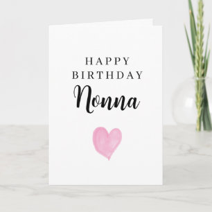 Roze Waterverf Hart Gelukkige Verjaardag Nonna Kaart