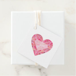 Roze Waterverf Hart Gem Diamond Glam Liefde Bedankjes Labels