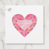 Roze Waterverf Hart Gem Diamond Glam Liefde Bedankjes Labels (Voorkant)