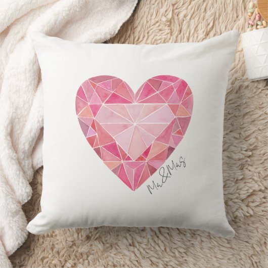 Roze Waterverf Hart Glam Diamant MR&MRS Chic Kussen (Deken)