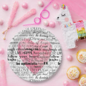 Roze Waterverf hart Inspirerend woorden Papieren Bordje (Feest)