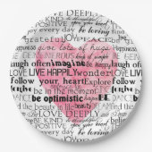 Roze Waterverf hart Inspirerend woorden Papieren Bordje (Voorkant)