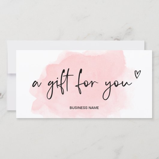 roze waterverf hart logo cadeaubon (Voorkant)