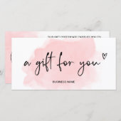 roze waterverf hart logo cadeaubon (Voorkant / Achterkant)