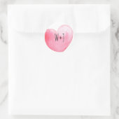 Roze Waterverf Hart Monogram Bruiloft Ronde Sticker (Tas)