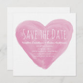Roze Waterverf hart Opslaan Datum uitnodiging (Voorkant / Achterkant)