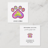 Roze Waterverf Hart Pet Dog Sjabloon  Vierkante Visitekaartje (Voorkant / Achterkant)