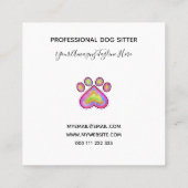 Roze Waterverf Hart Pet Dog Sjabloon  Vierkante Visitekaartje (Achterkant)