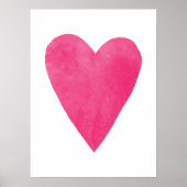 Roze Waterverf Hart Valentijnsdag Art Print (Voorkant)