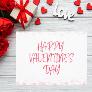 Roze Waterverf Hart Valentijnsdag Briefkaart